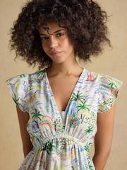 Joules Winnie Multi/White Frill Shoulder Maxi Dress - Image 4 of 8