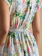 Joules Winnie Multi/White Frill Shoulder Maxi Dress - Image 7 of 8