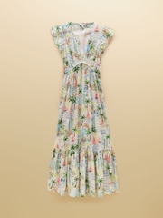 Joules Winnie Multi/White Frill Shoulder Maxi Dress - Image 8 of 8