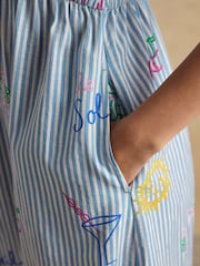 Joules Winnie Blue/White Frill Shoulder Maxi Dress - Image 3 of 8