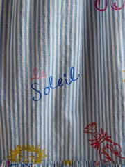 Joules Winnie Blue/White Frill Shoulder Maxi Dress - Image 7 of 8