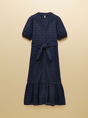 Joules Susanna Navy Short Sleeve Broderie Midi Dress - Image 10 of 10