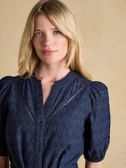 Joules Susanna Navy Short Sleeve Broderie Midi Dress - Image 3 of 10