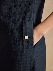 Joules Elizabeth Navy Short Sleeve Jaquard Dress - Image 4 of 6