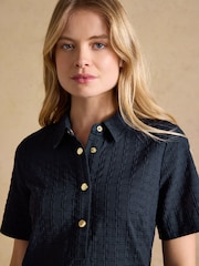 Joules Elizabeth Navy Short Sleeve Jaquard Dress - Image 5 of 6