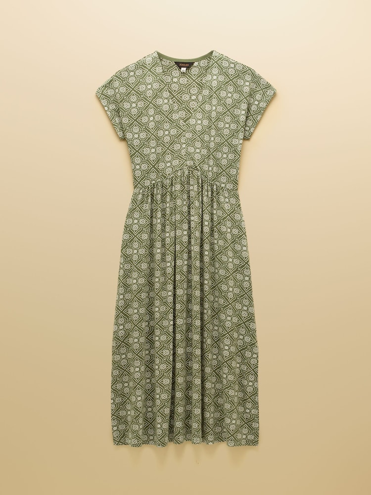 Joules Nia Khaki Geo Short Sleeve Jersey Dress - Image 10 of 10 Joules Nia Khaki Geo Short Sleeve Jersey Dress - Image 10 of 10