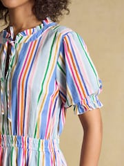 Joules Larissa Multi Striped Tie Neck Midi Dress - Image 6 of 9