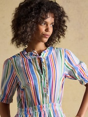Joules Larissa Multi Striped Tie Neck Midi Dress - Image 7 of 9