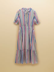 Joules Larissa Multi Striped Tie Neck Midi Dress - Image 9 of 9