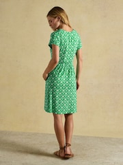 Joules Nia Green & White Foulard Jersey Short Dress - Image 2 of 8