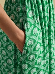 Joules Nia Green & White Foulard Jersey Short Dress - Image 3 of 8