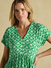 Joules Nia Green & White Foulard Jersey Short Dress - Image 6 of 8