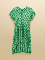 Joules Nia Green & White Foulard Jersey Short Dress - Image 8 of 8