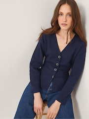 Monsoon Blue Suzy Fitted V-Neck Cardigan - Image 1 of 4