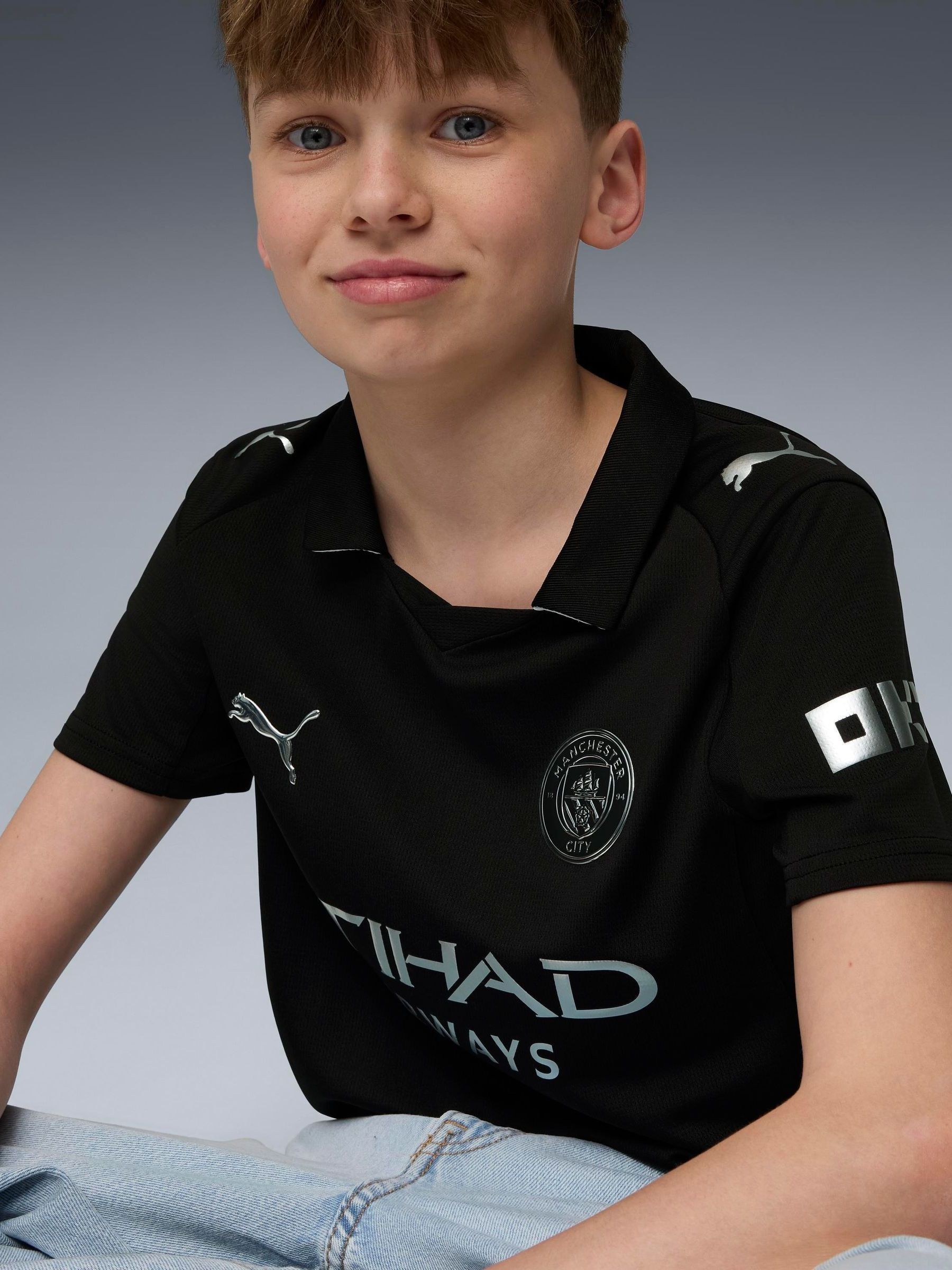 Buy Puma Black Kids Manchester City 25/26 Away Football Shirt from