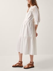 Monsoon Natural Tillie Cutwork Tiered Midi Dress - Image 3 of 4