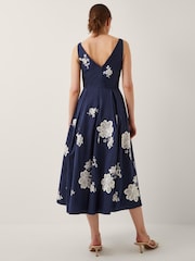 Monsoon Blue Sicily Embroidered Fit & Flare Midi Dress - Image 2 of 4