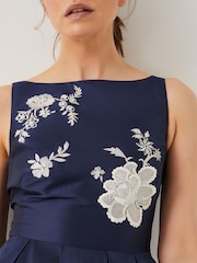 Monsoon Blue Sicily Embroidered Fit & Flare Midi Dress - Image 3 of 4