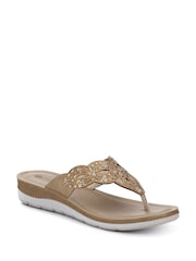 Pavers Gold Cushioned Toe Post Sandals - Image 2 of 5