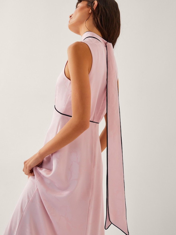 Monsoon Pink Maeve Sleeveless Satin Midi Dress - Image 2 of 4 Monsoon Pink Maeve Sleeveless Satin Midi Dress - Image 2 of 4