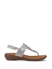 Pavers Silver Slingback Toe Post Sandals - Image 2 of 5