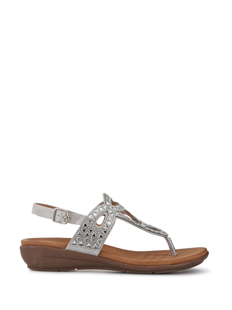 Plateado - Pavers Slingback Toe Post Sandals - Imagen 2 de 5 Plateado - Pavers Slingback Toe Post Sandals - Imagen 2 de 5
