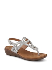 Pavers Silver Slingback Toe Post Sandals - Image 3 of 5