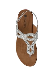 Pavers Silver Slingback Toe Post Sandals - Image 5 of 5