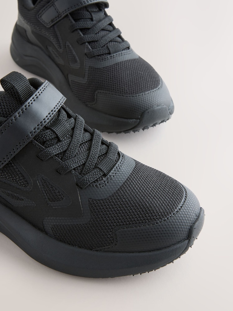 Black Standard Fit (F) Touch Fastening Elastic Lace Sporty Trainers - Image 5 of 5