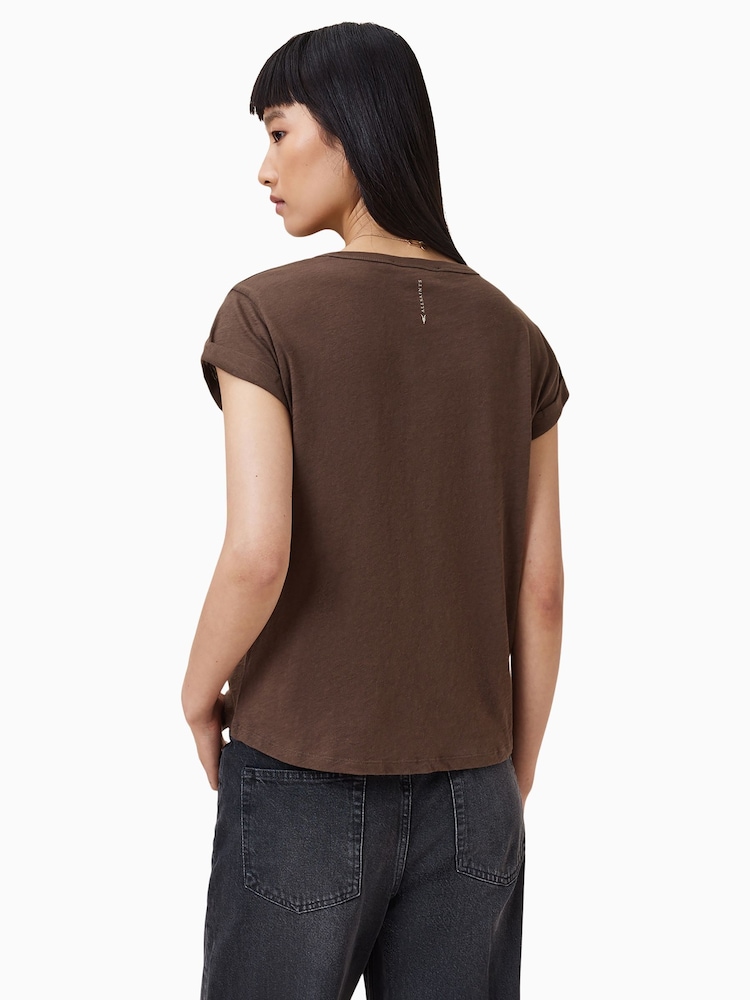 AllSaints Brown Anna V T-Shirt - Image 2 of 8