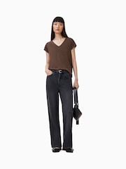 AllSaints Brown Anna V T-Shirt - Image 3 of 8