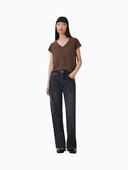 AllSaints Brown Anna V T-Shirt - Image 4 of 8