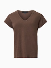 AllSaints Brown Anna V T-Shirt - Image 8 of 8