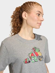 adidas Grey Food Cropped Loose Graphic T-Shirt - Image 4 of 6