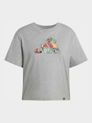 adidas Grey Food Cropped Loose Graphic T-Shirt - Image 6 of 6