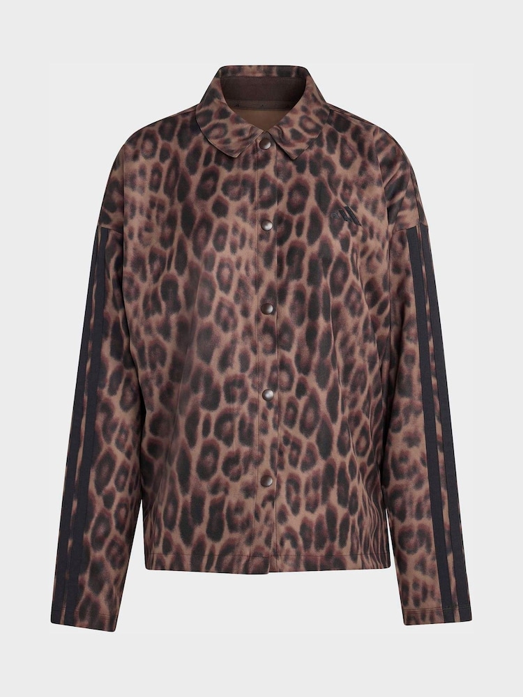 adidas Natural Seasonal Essentials Leopard Print Woven Overshirt With 3-Stripes - Image 6 of 6 adidas Natural Seasonal Essentials Leopard Print Woven Overshirt With 3-Stripes - Image 6 of 6