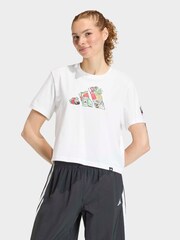 adidas White Food Cropped Loose Graphic T-Shirt - Image 1 of 6