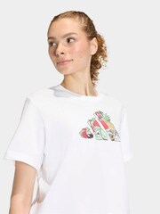 adidas White Food Cropped Loose Graphic T-Shirt - Image 4 of 6