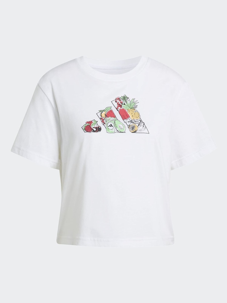 adidas White Food Cropped Loose Graphic T-Shirt - Image 6 of 6