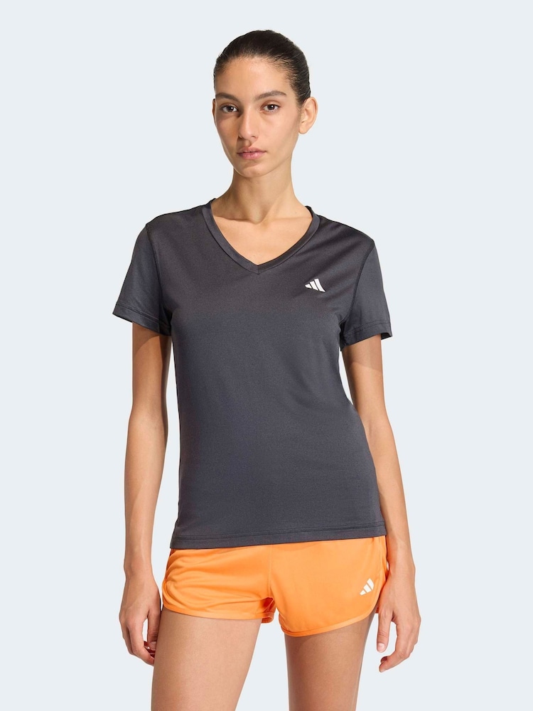 adidas Black Workout Essentials V-Neck T-Shirt - Image 1 of 7 adidas Black Workout Essentials V-Neck T-Shirt - Image 1 of 7