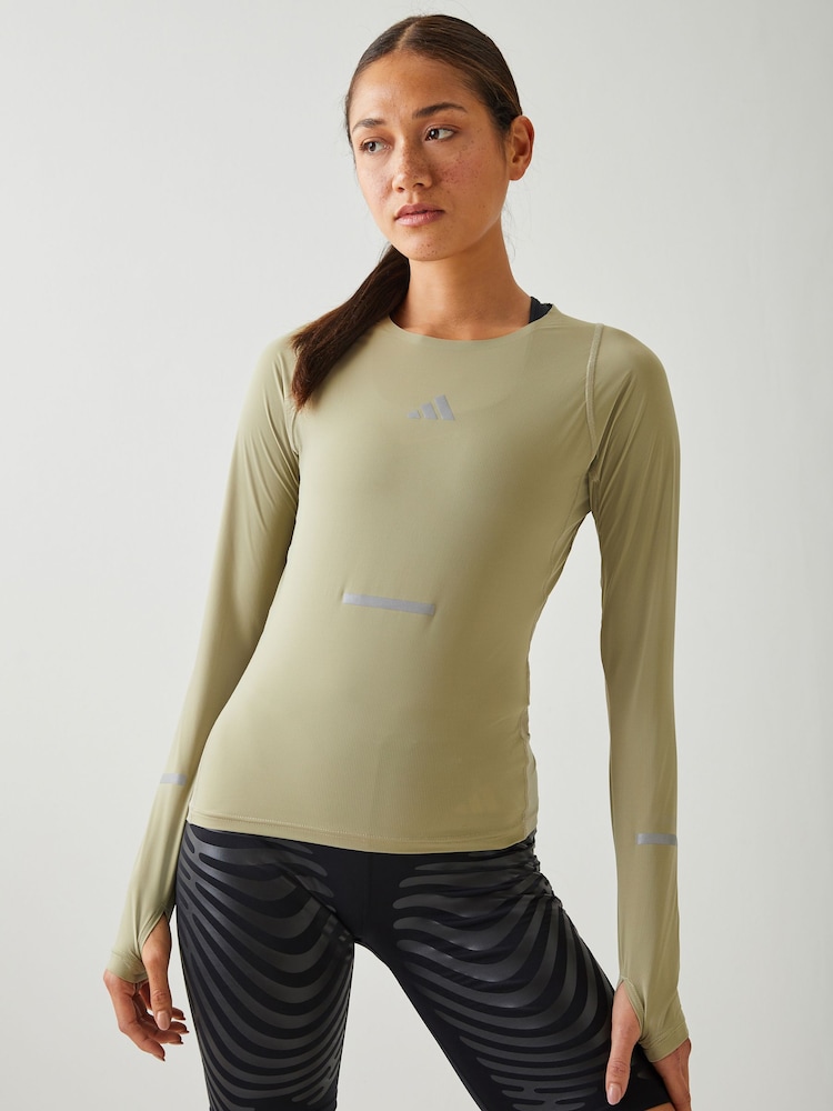 adidas Green adidas adi365 Climacool+ Long Sleeve Top - Image 1 of 4 adidas Green adidas adi365 Climacool+ Long Sleeve Top - Image 1 of 4