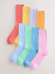 Blue/Green/Purple 8 Pack Embroidered Lasting Fresh Socks - Image 1 of 12