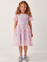 Monsoon Pink Haisley Appliqué Flower Tulle Dress - Image 1 of 4