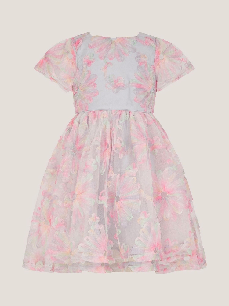 Monsoon Pink Haisley Appliqué Flower Tulle Dress - Image 2 of 4