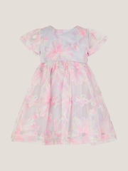 Monsoon Pink Baby Haisley Appliqué Flower Tulle Dress - Image 2 of 4