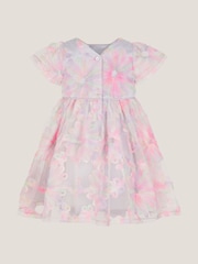 Monsoon Pink Baby Haisley Appliqué Flower Tulle Dress - Image 3 of 4