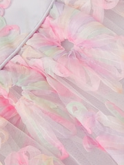 Monsoon Pink Baby Haisley Appliqué Flower Tulle Dress - Image 4 of 4