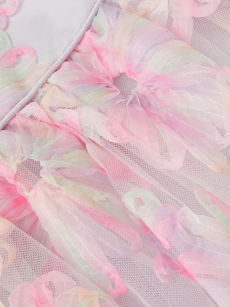 Monsoon Pink Baby Haisley Appliqué Flower Tulle Dress - Image 4 of 4
