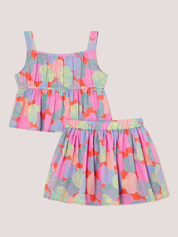 Monsoon Pink Shell Print Top & Skirt Set - Image 2 of 3
