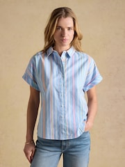 Joules Kiera Blue Stripe Short Sleeve Relaxed Fit Shirt - Image 4 of 13